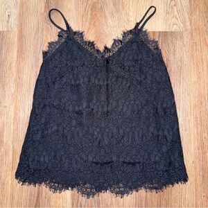 Monteau Los Angeles Black Floral Lace Camisole Top - Size Small